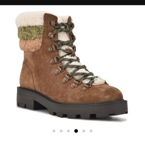 NINE WEST
RIMA WOMENS SUEDE FAUX FUR COMBAT & LACE-UP BOOTS NWT